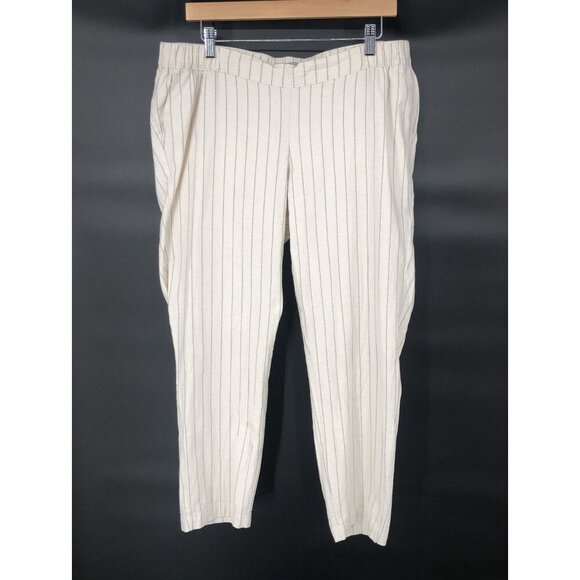 Asos Striped Linen Blend Trousers Womens 12 Beach Boho Vacation Resort Summer - Picture 1 of 10